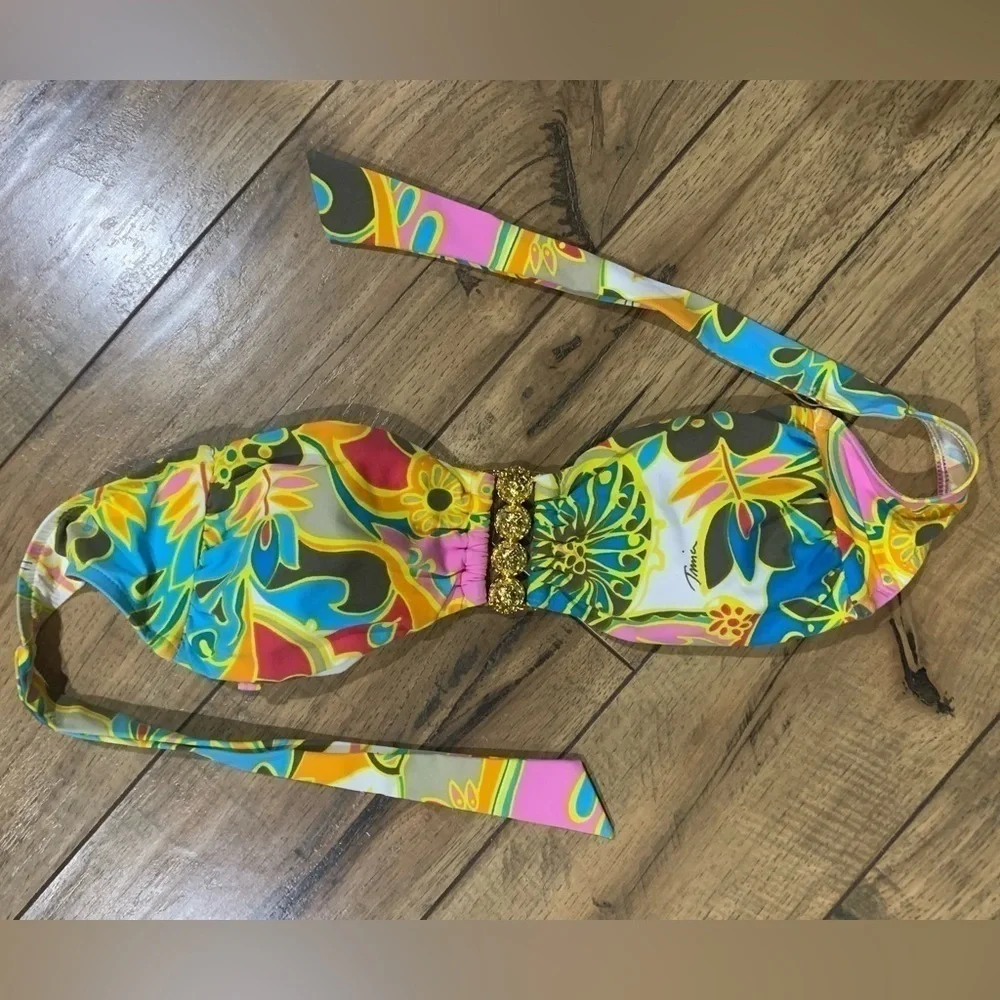 Trina Turk Swim Bikini Top with Gold hardware multicolor Size 4